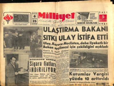 Milliyet Halk Gazetesi 3 Ocak 1961 - Laosun Kuzey Bölgesi Kızılların Eline Geçti GZ92822 - 1