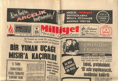 Milliyet Halk Gazetesi 3 Ocak 1969 - Dünyanın 4üncü Büyük Barajı Fırat Üstünde Kurulacak GZ67888 - 1