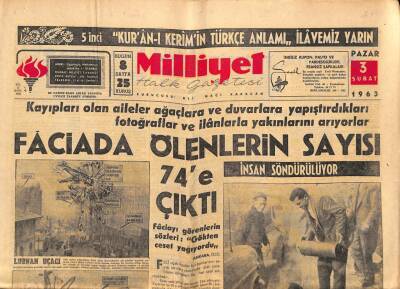 Milliyet Halk Gazetesi 3 Şubat 1963 - Mete Akyol Lübnan Uçağının Son Saniyelerini Yazıyor GZ92676 - 1