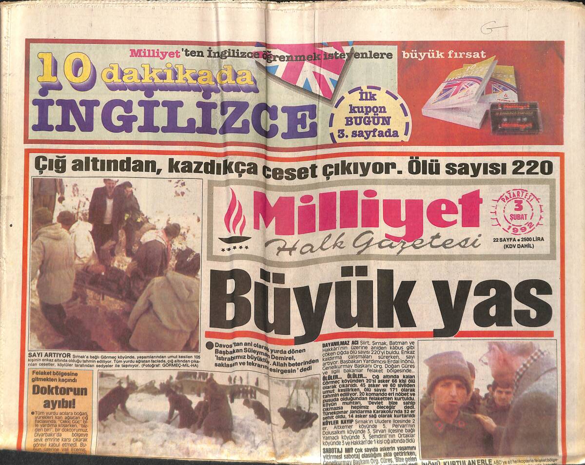 Milliyet Halk Gazetesi 3 Şubat 1992 - Nil Ünal Dolar Kurbanı - Demirel , Ortaasyalı 3 Liderle Kahvaltıda Buluştu GZ157869 - 1