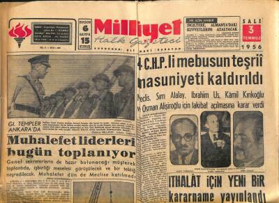 Milliyet Halk Gazetesi 3 Temmuz 1956 - Poznanda 1000 Kişi Öldü 2500 Kişi Tevkif Edildi GZ118259 - 1