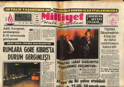 Milliyet Halk Gazetesi 3 Temmuz 1975 - Rumlara Göre Kıbrısta Durum Gerginleşti - Muhammed Ali-Joe Frazier Maçı 1 Ekimde Manilada GZ121343 - 1