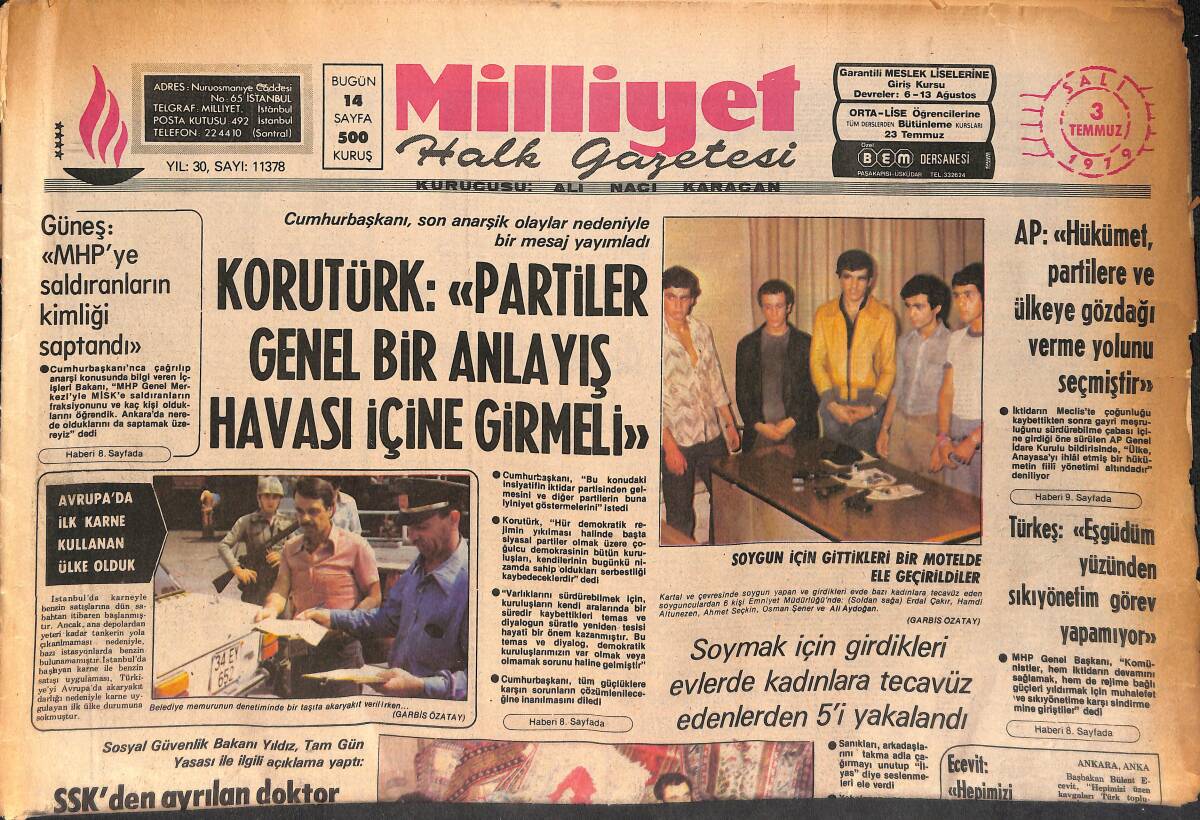 Milliyet Halk Gazetesi 3 Temmuz 1979 - Dünya Bankası İle 160 Milyon Dolarlık Kredi İçin Anlaşma İmzalandı GZ160806 - 1