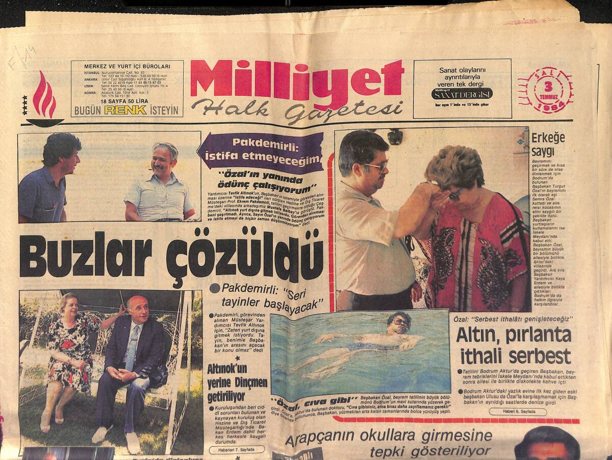 Milliyet Halk Gazetesi 3 Temmuz 1984 - Humeyni , Saddam'a Hayvan Dedi GZ151294 - 1