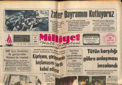 Milliyet Halk Gazetesi 30 Ağustos 1978 - Kipriyanu , Görüşmenin Başlamasını Şartlı Kabul Ediyor GZ118590 - 1