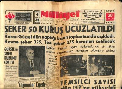 Milliyet Halk Gazetesi 30 Aralık 1960 - Şeker 50 Kuruş Ucuzlatıldı GZ74393 - 1
