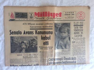 Milliyet Halk Gazetesi 30 Aralık 1966 - Senato Avans Kanununu Kabul Etti GZ73689 - 1