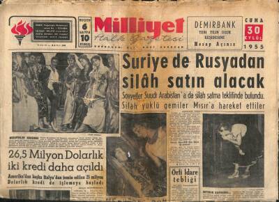 Milliyet Halk Gazetesi 30 Eylül 1955 - 26.5 Milyon Dolarlık İki Kredi Daha Açıldı GZ74363 - 1