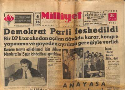 Milliyet Halk Gazetesi 30 Eylül 1960 - Demokrat Parti Feshedildi GZ81124 - 1