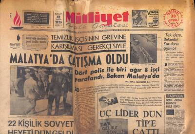 Milliyet Halk Gazetesi 30 Eylül 1965 - 22 Kişilik Sovyet Heyeti Dün Geldi - Alican , Adanada Orta Yolu Açıkladı GZ118342 - 1