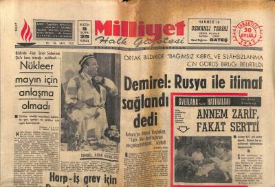 Milliyet Halk Gazetesi 30 Eylül 1967 - Nükleer Mayın İçin Anlaşma Olmadı GZ87095 - 1