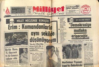 Milliyet Halk Gazetesi 30 Eylül 1971 - Herbie Mann , S. Sharrock Ve Air Konseri Şahane Oldu GZ118746 - 1