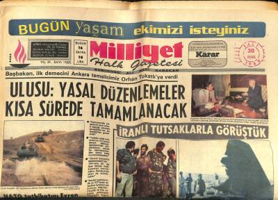 Milliyet Halk Gazetesi 30 Eylül 1980 - Ulusu Yasal Düzenlemeler Kısa Sürede Tamamlanacak GZ79276 - 1