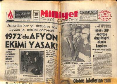 Milliyet Halk Gazetesi 30 Haziran 1971 - 1972de Afyon Ekimi Yasak GZ81815 - 1