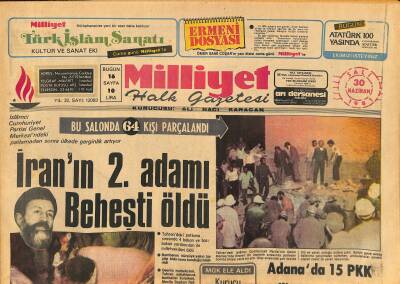 Milliyet Halk Gazetesi 30 Haziran 1981 - İranın 2. Adamı Beheşti Öldü - ...Ve Terry Fox Öldü GZ127594 - 1