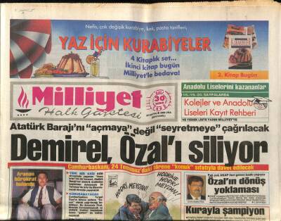 Milliyet Halk Gazetesi 30 Haziran 1992 - Atatürk Barajını Açmaya Değil Seyretmeye Çağrılacak GZ83479 - 1