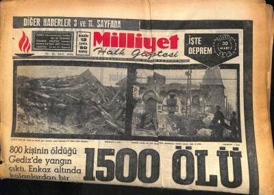 Milliyet Halk Gazetesi 30 Mart 1970 - 800 Kişinin Öldüğü Gedizde Yangın Çıktı GZ85722 - 1