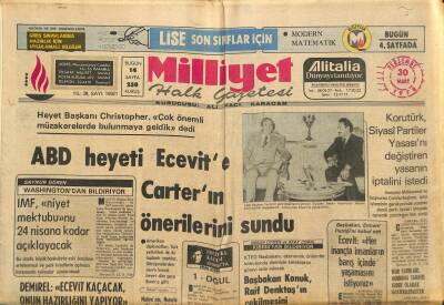 Milliyet Halk Gazetesi 30 Mart 1978 - ABD Heyeti Ecevite Carterın Önerilerini Sundu GZ92655 - 1