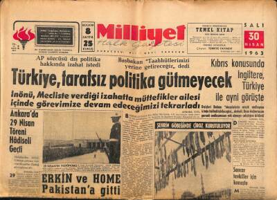 Milliyet Halk Gazetesi 30 Nisan 1963 - Kıbrıs Konusunda İngiltere, Türkiye İle Aynı Görüşte GZ91712 - 1