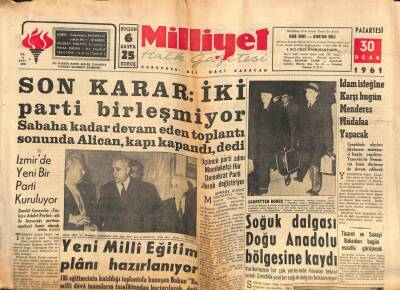 Milliyet Halk Gazetesi 30 Ocak 1961 - Santa Maria Açık Denizde Tur Atıyor GZ92879 - 1