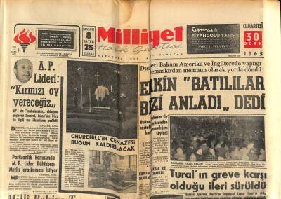 Milliyet Halk Gazetesi 30 Ocak 1965 - Yabancı Uzmanlara Kebanın Mutlaka Yapılacağı Anlatıldı - Churchillin Cenazesi Bugün Kaldırılacak GZ121417 - 1