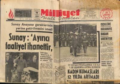Milliyet Halk Gazetesi 31 Ağustos 1970 - Asya Ve Avrupayı Birleştirecek 130 Tonluk Telefon Hattı Geldi GZ117971 - 1