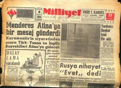 Milliyet Halk Gazetesi 31 Mart 1959 - Afrikada Bir Başvekil Uçak Kazasında Öldü GZ86181 - 1