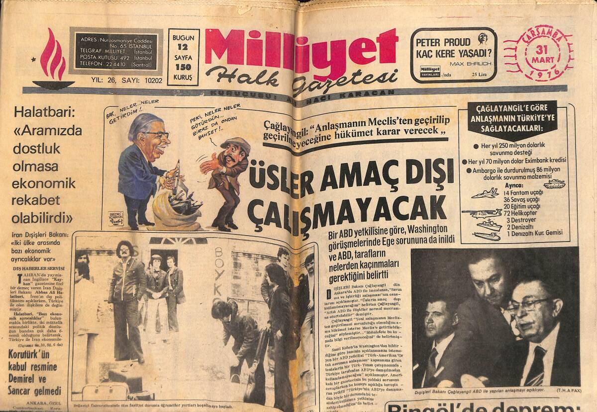 Milliyet Halk Gazetesi 31 Mart 1976 - Korutürk'ün Kabul Resmine Demirel Ve Sancar Gelmedi GZ160338 - 1