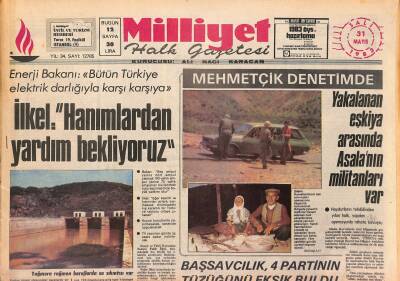 Milliyet Halk Gazetesi 31 Mayıs 1983 - Enerji Bakanı Bütün Türkiye Elektrik Darlığıyla Karşı Karşıya - Esener Milliyeti Ziyaret Etti GZ127892 - 1