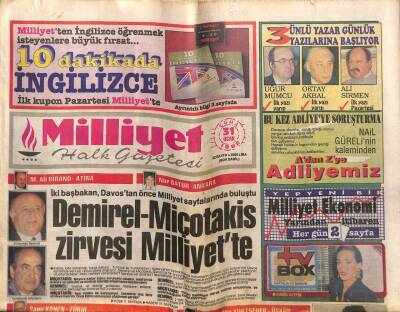 Milliyet Halk Gazetesi 31 Ocak 1992 - Demirel - Miçotakis Zirvesi Milliyette GZ76663 - 1