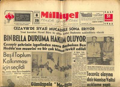 Milliyet Halk Gazetesi 31 Temmuz 1962 - Jayne Mansfield Bu Sefer Ciddi Olarak Boşanıyor - Cezayirde Siyasî Mücadele Sona Eriyor GZ118769 - 1