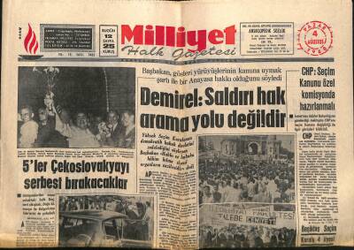 Milliyet Halk Gazetesi 4 Ağustos 1968 - İstanbul Binicilik Şampiyonası Başladı - Demirel Saldırı Hak Arama Yolu Değildir GZ117626 - 1