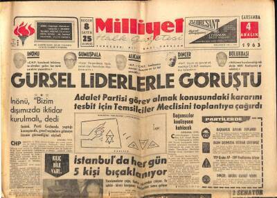 Milliyet Halk Gazetesi 4 Aralık 1963 - İnönü Bizim Dışımızda İktidar Kurulmalı dedi GZ91599 - 1