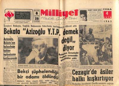 Milliyet Halk Gazetesi 4 Ekim 1963 - Cezayirde Asiler Halkı Kışkırtıyor - Maximillian Schell Kavalaya Gitti GZ92855 - 1