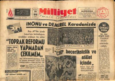 Milliyet Halk Gazetesi 4 Ekim 1965 - İnönü Ve Demirel Karadenizde GZ117728 - 1