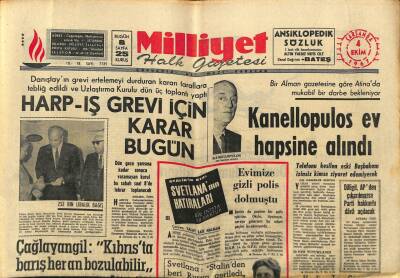 Milliyet Halk Gazetesi 4 Ekim 1967 - Kanellopulos Ev Hapsine Alındı GZ88501 - 1