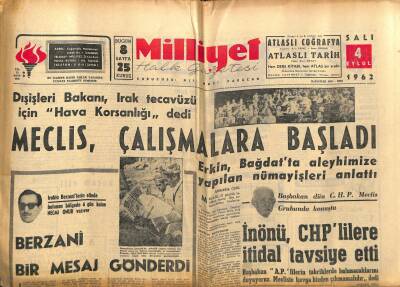 Milliyet Halk Gazetesi 4 Eylül 1962 - İranda Ölü Sayısı 10 Bine Yaklaşıyor - Von Opel Süreyyayı Villasında Ziyaret Etti GZ118325 - 1