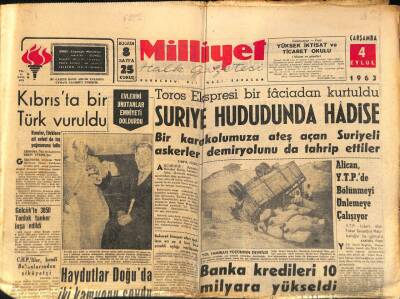 Milliyet Halk Gazetesi 4 Eylül 1963 - Toros Ekspresi Bir Faciadan Kurtuldu GZ92865 - 1