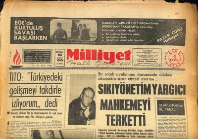Milliyet Halk Gazetesi 4 Eylül 1970 - Tito Türkiyedeki Gelişmeyi Takdirle İzliyorum dedi GZ85961 - 1