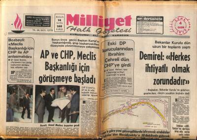 Milliyet Halk Gazetesi 4 Kasım 1977 - Demirel Herkes İhtiyatlı Olmak Zorundadır GZ117723 - 1