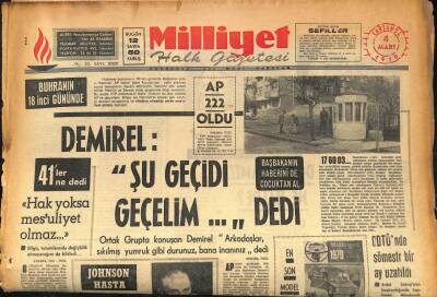 Milliyet Halk Gazetesi 4 Mart 1970 - Konyaya Kar Yağdı Gediz Nehri Taştı GZ86688 - 1