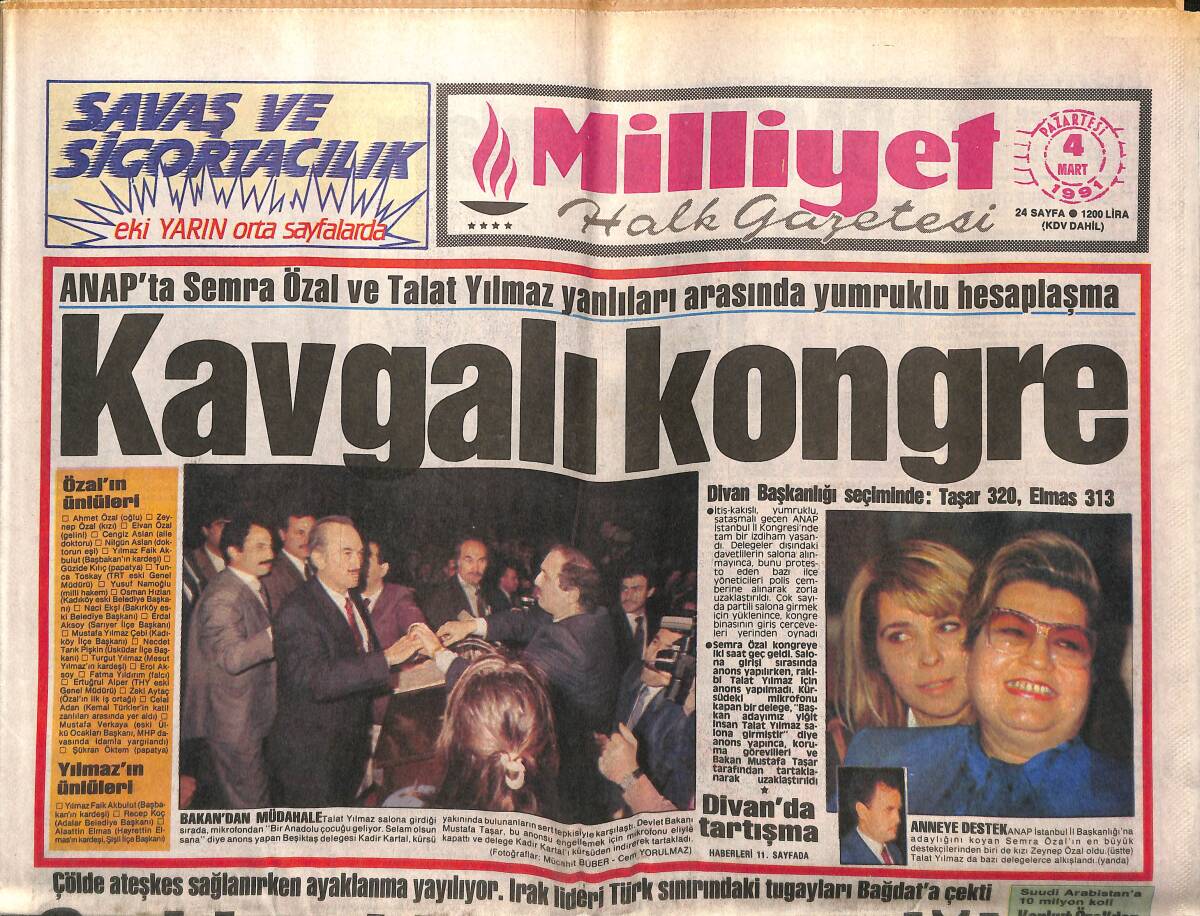 Milliyet Halk Gazetesi 4 Mart 1991 - AT'la Masaya Oturuyoruz - Saddam'da İsyan Paniği GZ149223 - 1