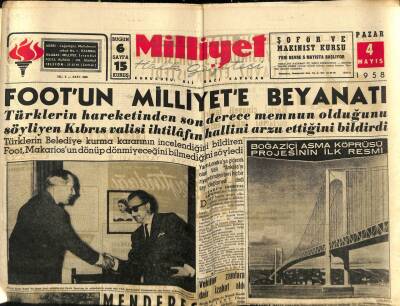Milliyet Halk Gazetesi 4 Mayıs 1958 - Footun Milliyete Beyanatı GZ76104 - 1