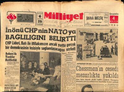 Milliyet Halk Gazetesi 4 Mayıs 1960 - Chessmanın Cesedi Mezarlıkta Yakıldı GZ83064 - 1