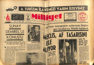 Milliyet Halk Gazetesi 4 Mayıs 1966 - Meclis , Af Tasarısını Ele Alıyor GZ70566 - 1