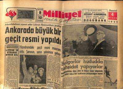 Milliyet Halk Gazetesi 4 Nisan 1955 - Bulgarlar Hududda Tahşidat Yapıyorlar GZ74396 - 1