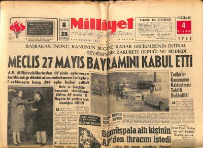Milliyet Halk Gazetesi 4 Nisan 1963 - Gümüşpala 6 Kişinin APden İhracını İstedi GZ117821 - 1