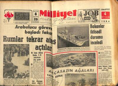 Milliyet Halk Gazetesi 4 Nisan 1964 - Kanadalıların Teçhizatı Magosada - Türk Değiştirme Birliği Kıbrısta GZ118321 - 1