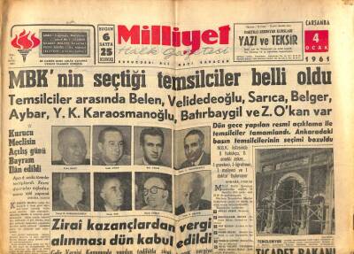 Milliyet Halk Gazetesi 4 Ocak 1961 - MBKnin Seçtiği Temsilciler Belli Oldu - Edirne Üniversitesi Muhakkak Açılacak GZ92823 - 1