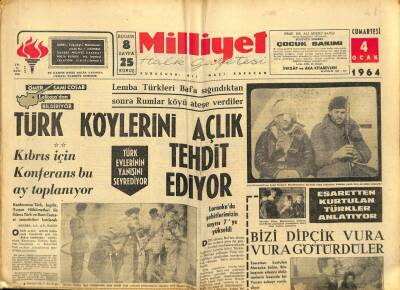 Milliyet Halk Gazetesi 4 Ocak 1964 - Lemba Türkleri Bafa Sığındıktan Sonra Rumlar Köyü Ateşe Verdiler GZ91552 - 1
